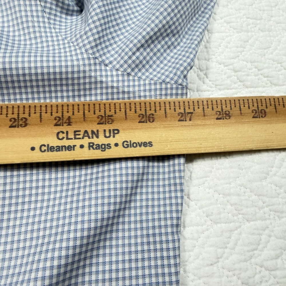 Brooks Brothers Dress Shirt Regent Men 18 34 Blue Non-Iron Check French Cuff EUC - Picture 6 of 9